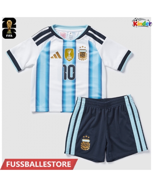 Günstige Argentinien Lionel Messi #10 Heimtrikotsatz Kinder WM 2026 Kurzarm (+ Kurze Hosen)